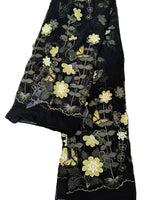 138cm Width x 95cm Length Premium Butterfly Flower Embroidery Black Lace Fabric