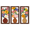3-Panel 20cm x 40cm Hollowed-out Poplar Wood Floral Paintings, Vibrant Painted Wall Art Decor for Living Room, Bedroom, Home & Office