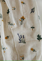 135cm Width x 95cm Length Retro Vivid Botanical Floral Cotton Linen Embroidery Fabric