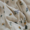 135cm Width x 95cm Length Retro Vivid Botanical Floral Cotton Linen Embroidery Fabric