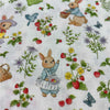 110cm Width x 95cm Length  Rabbit Flower and Strawberry Print Cotton Fabric