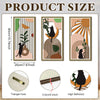 Set of 3 Wooden Wall Art Abstract Cat Art Design with Sun and Branch Elements