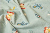 125cm Width x 95cm Length Premium Colorful Butterfly Embroidered Linen Blend Fabric