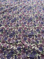 150cm Width x 95cm Length Purple Morning Glory Print Cotton Fabric