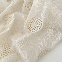 145cm Width Hollow-out and Poppy Floral Embroidery Fabric