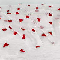 150cm Width x 95cm Length Red Heart Shape Chiffon Lace Fabric