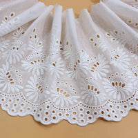 3 Yards of 7.8 inches Width Eyelet Floral Cotton Lace Fabric TrimWidth: 20cm(7.8 inches), length: 3 yards Material: cotton Your imagination will tell of the use