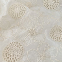 145cm Width Hollow-out and Poppy Floral Embroidery Fabric