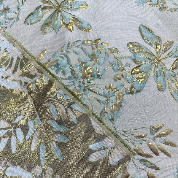 Leaf Branch Yarn-dyed Jacquard Golden Thread 3D Embossed Texture Fabric