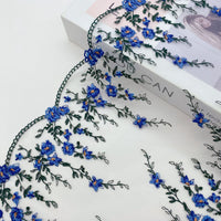 23cm Width x 3 Yards Length Vivid Floral Embroidery Lace Fabric Trim