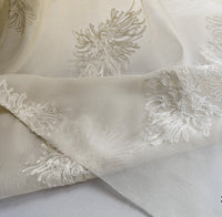 150cm Width Chrysanthemum Floral Embroidery Silk Blend Lace Fabric