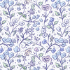 145cm Width x 95cm Length Sketch Blue Branch Floral Print Cotton Fabric