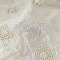 145cm Width Hollow-out and Poppy Floral Embroidery Fabric