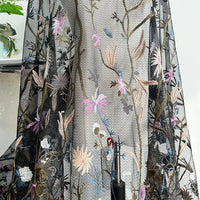 130cm Width x 95cm Length Premium Black Lace Botanical Floral Embroidery Lace Fabric