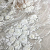 130cm Width x 95cm Premium 3D Floral Embroidery  Wedding Bridal Lace Fabric