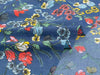 145cm Width x 95cm Length Vivid Colorful Floral Print Denim Fabric