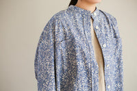 150cm Width x 95cm Length Retro Botanical Branch Print Cotton Fabric Blue