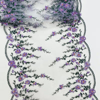 23cm Width x 3 Yards Length Vivid Floral Embroidery Lace Fabric Trim