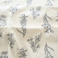 140cm Width Botanical Branch Print Linen Blend Fabric