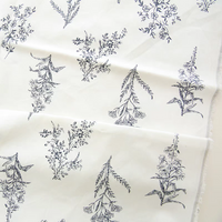 140cm Width Botanical Branch Print Linen Blend Fabric