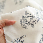 140cm Width Botanical Branch Print Linen Blend Fabric