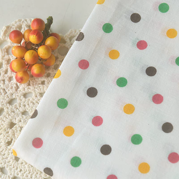140cm Width Colorful Polka Dots Print Cotton Blend Fabric