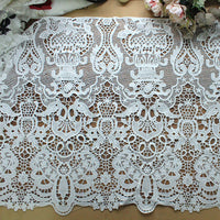 幅45cm x 長さ95cm ヴィンテージ 水溶性 中空アウト 花刺繍 レース生地トリム