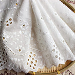 2 Yards of 10 inches Width Vintage Branch Floral Embroidery Eyelet Cotton Fabric Trim Frill Lace