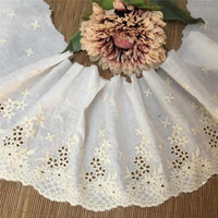 14cm Width x 270cm Length Vintage Floral Embroidery Eyelet Cotton Fabric Trim