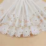 2 Yards of 13 inches Width  Eyelet Embroidered Poppy Floral Cotton Lace Fabric