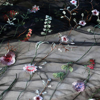 130cm Width Botanical Vine Floral Embroidery Lace Fabric by the Yard