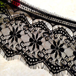 14cm Width x 300cm Length Eyelash Floral Embroidery Lace Embellishment Trim
