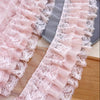 2 Yards x 11cm Width Premium 3-Layer Lolita Ruffled Chiffon Lace Trim Pink