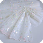 23” Width Colorful 3D Bontanical and Floral Embroidery Lace Fabric by The Yard