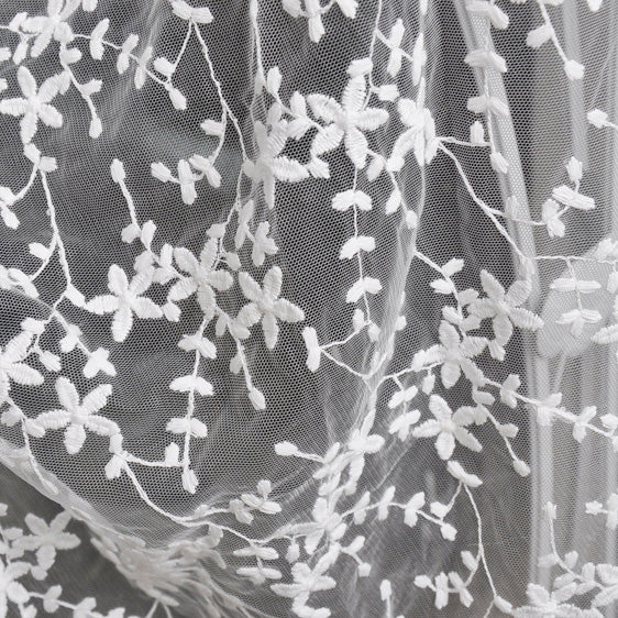 130cm Width Vine Branch Floral Embroidery Lace Fabric by the Yard