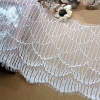 27cm Width x 300cm Length Feather-like Eyelash Embroidery Lace Fabric Trim