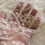 130cm Width x 95cm Length Premium Vintage Golden Thread Floral Embroidery Lace Fabric