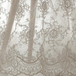 135cm Width Premium Vintage 3D Vine Floral  Embroidery Bone Lace Fabric by the Yard