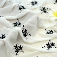 120cm Width x 95cm Length Vintage Black and White Branch Floral Embroidery Chiffon Fabric