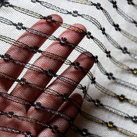 59” Width Golden and Silver Lining Embroidery Lace Fabric by The Yard