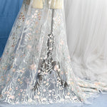 130cm Width x 95cm Length Premium Colorful 3D Floral Embroidery Lace Fabric