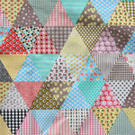 59” Width Geometric Triangle Block Colorful Floral Bontanical Cotton Linen Fabric by the Yard