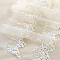 2 Yards of 25cm Width Double-Row Embroidery Floral Lace Fabric Trim Beige