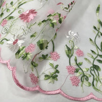 Lace Fabric Organza Pink Flower Embroidery Wedding Fabric 51" Width by the Yard