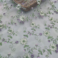 130cm Width Branch Floral  Embroidery Lace Fabric by the Yard