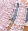 2 Yards x 11cm Width Premium 3-Layer Lolita Ruffled Chiffon Lace Trim Pink