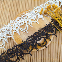 4.5 ヤード x 3.2 cm レトロ花柄水溶性ケミ​​カル レース リボン