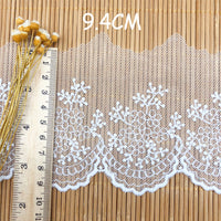 9 Yards x 9.5cm Width Premium Branch Flower Embroidery Tulle Lace Fabric Trim Frill Lace