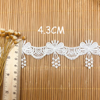 幅4.3cm x 4.5ヤード プレミアム フローラル バタフライ 水溶性ケミ​​カル レース リボン