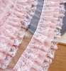 2 Yards x 11cm Width Premium 3-Layer Lolita Ruffled Chiffon Lace Trim Pink